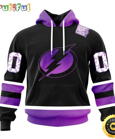 Personalized Nhl Tampa Bay Lightning Hoodie Special Black Hockey Fights Cancer All Over Print 3D Hoodie Unisex Hoodie