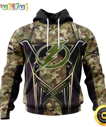 Personalized Nhl Tampa Bay Lightning Hoodie Special Camo Color Design All Over Print 3D Unisex Hoodie