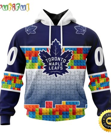 Personalized Nhl Toronto Maple Leafs All Over Print 3D Hoodie Autism Awareness Design Unisex Hoodie