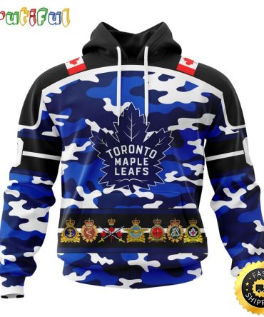 Personalized Nhl Toronto Maple Leafs With Camo Team Color And Military Force Logo All Over Print 3D Hoodie Unisex Hoodie Tshirt Sweatshirt