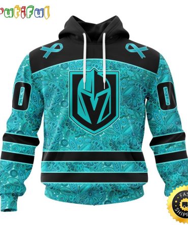 Personalized Nhl Vegas Golden Knights All Over Print 3D Hoodie Special Design Fight Ovarian Cancer Gift For Football Fans