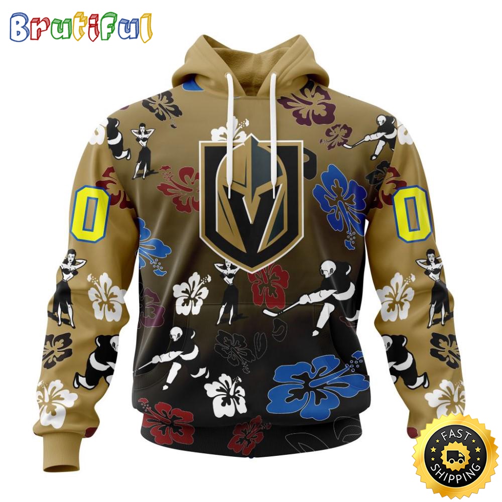 Personalized Nhl Vegas Golden Knights Hoodie Hawaiian Style Design For Fans Unisex 3D Hoodie
