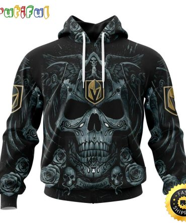 Personalized Nhl Vegas Golden Knights Hoodie Special Design With Skull Art All Over Print 3D Hoodie Unisex Tshirt Hoodie