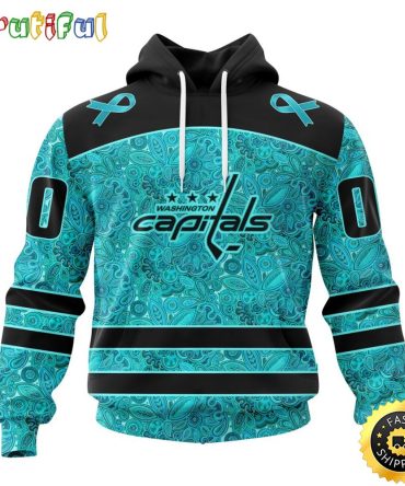 Personalized Nhl Washington Capitals All Over Print 3D Hoodie Special Design Fight Ovarian Cancer Gift For Football Fans