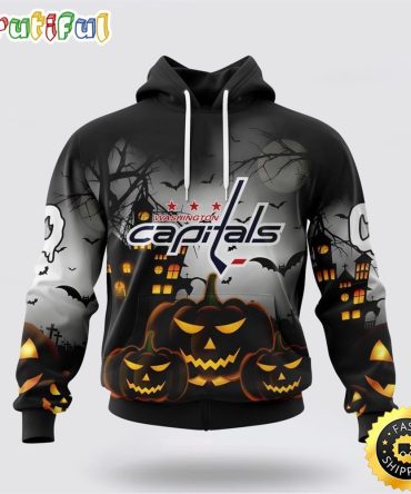Personalized Nhl Washington Capitals All Over Print 3D Hoodie Special Design Pumpkins For Halloween