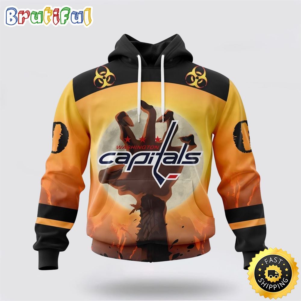 Personalized Nhl Washington Capitals All Over Print 3D Hoodie Special Zombie Design For Halloween