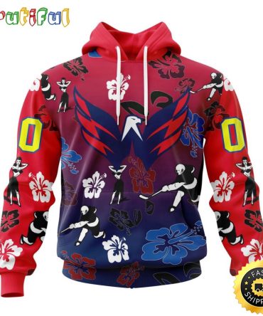 Personalized Nhl Washington Capitals Hoodie Hawaiian Style Design For Fans Unisex 3D Hoodie