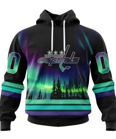 Personalized Nhl Washington Capitals Hoodie Special Design With Northern Lights All Over Print 3D Hoodie Unisex