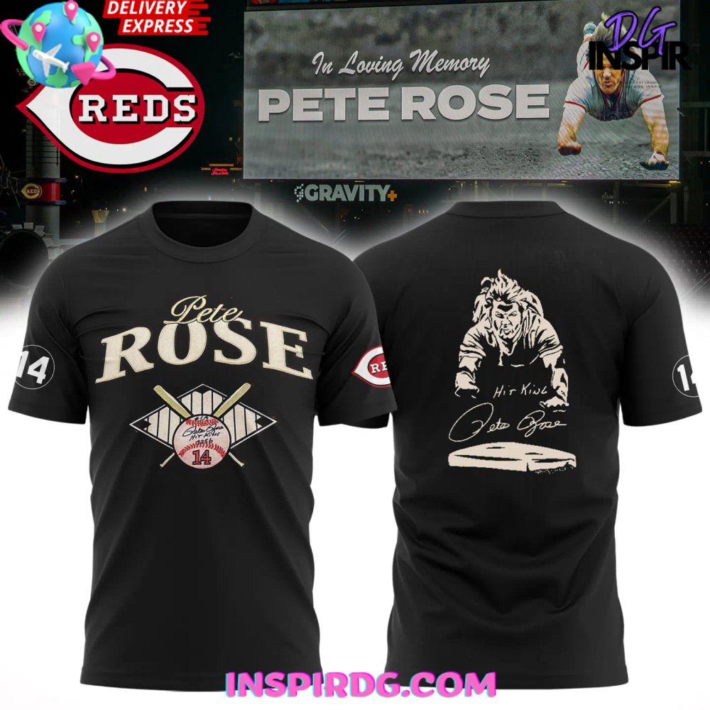 Pete Rose Cincinnati Reds Memorial Tribute T-Shirt