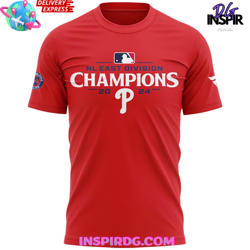 Philadelphia Phillies 2024 National League East Champions Red T-Shirt - Image 2