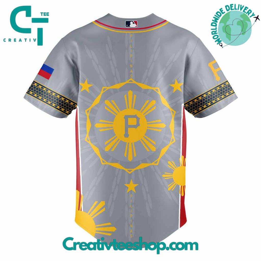 Pittsburgh Pirates Filipino Heritage Night Grey Baseball Jersey - Image 3