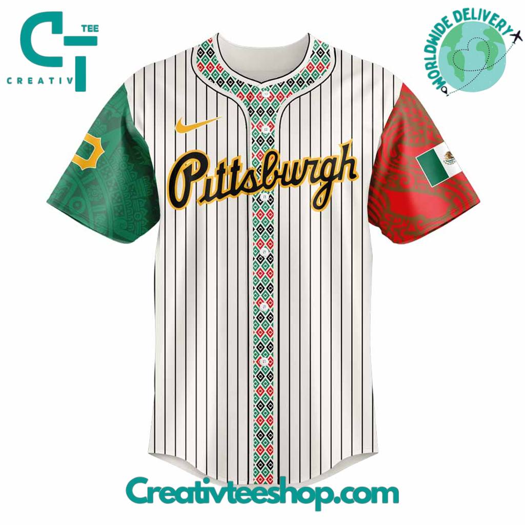 Pittsburgh Pirates Mexican Heritage Night Striped Baseball Jersey - Image 2