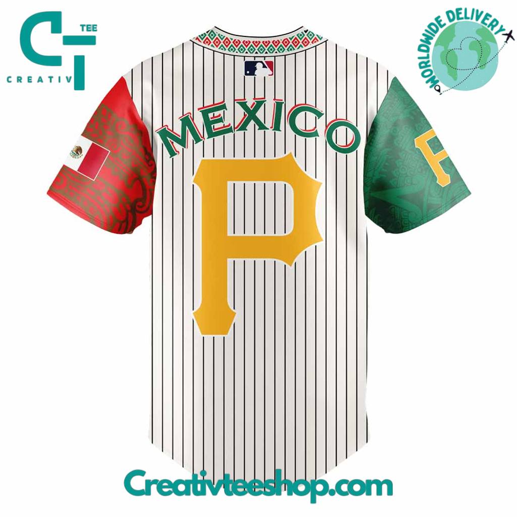 Pittsburgh Pirates Mexican Heritage Night Striped Baseball Jersey - Image 3