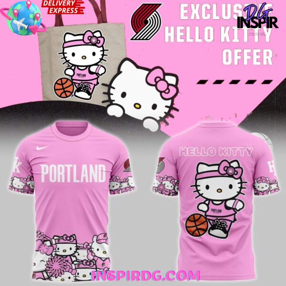 Portland Trail Blazers X Hello Kitty 2025 Pink T-Shirt