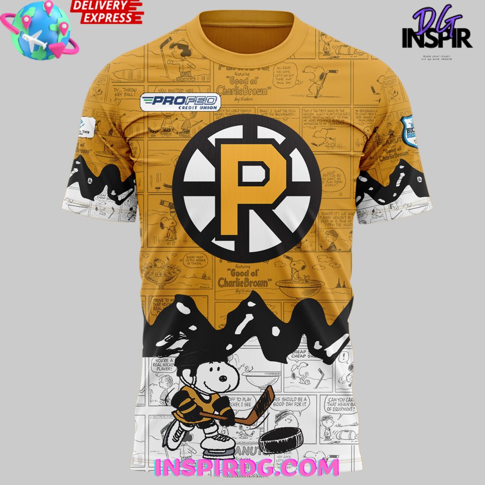 Providence Bruins Anniversary Of Peanuts T-Shirt - Image 2