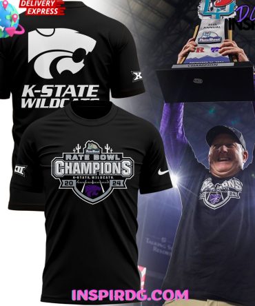 Kansas State Wildcats Rate Bowl Champions 2024 Black T-Shirt
