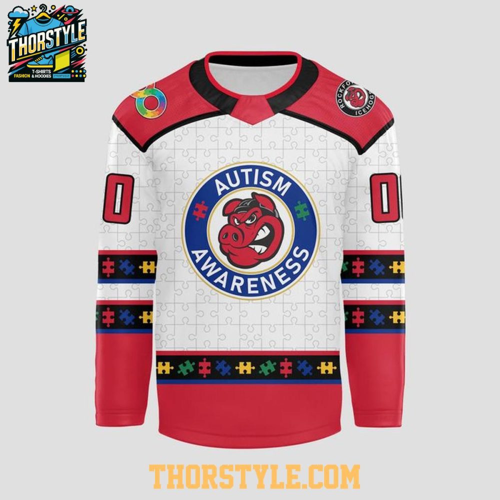 Rockford Icehogs 2026 Autism Awareness Night Personalized Hockey Jersey - Image 2