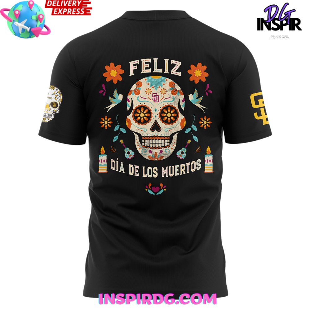 San Diego Padres Dia De Los Muertos 2024 T-Shirt - Image 3
