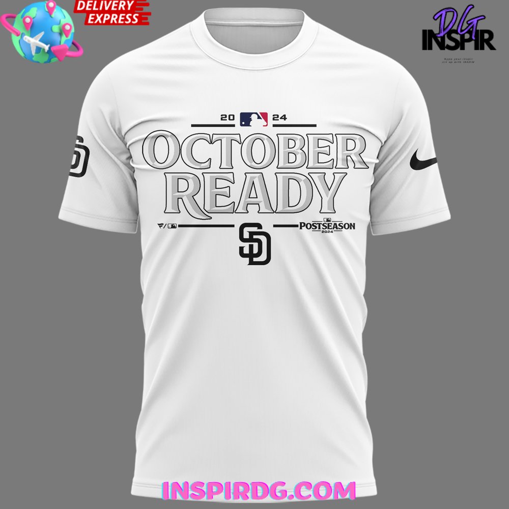 San Diego Padres October Ready 2024 White T-Shirt - Image 2