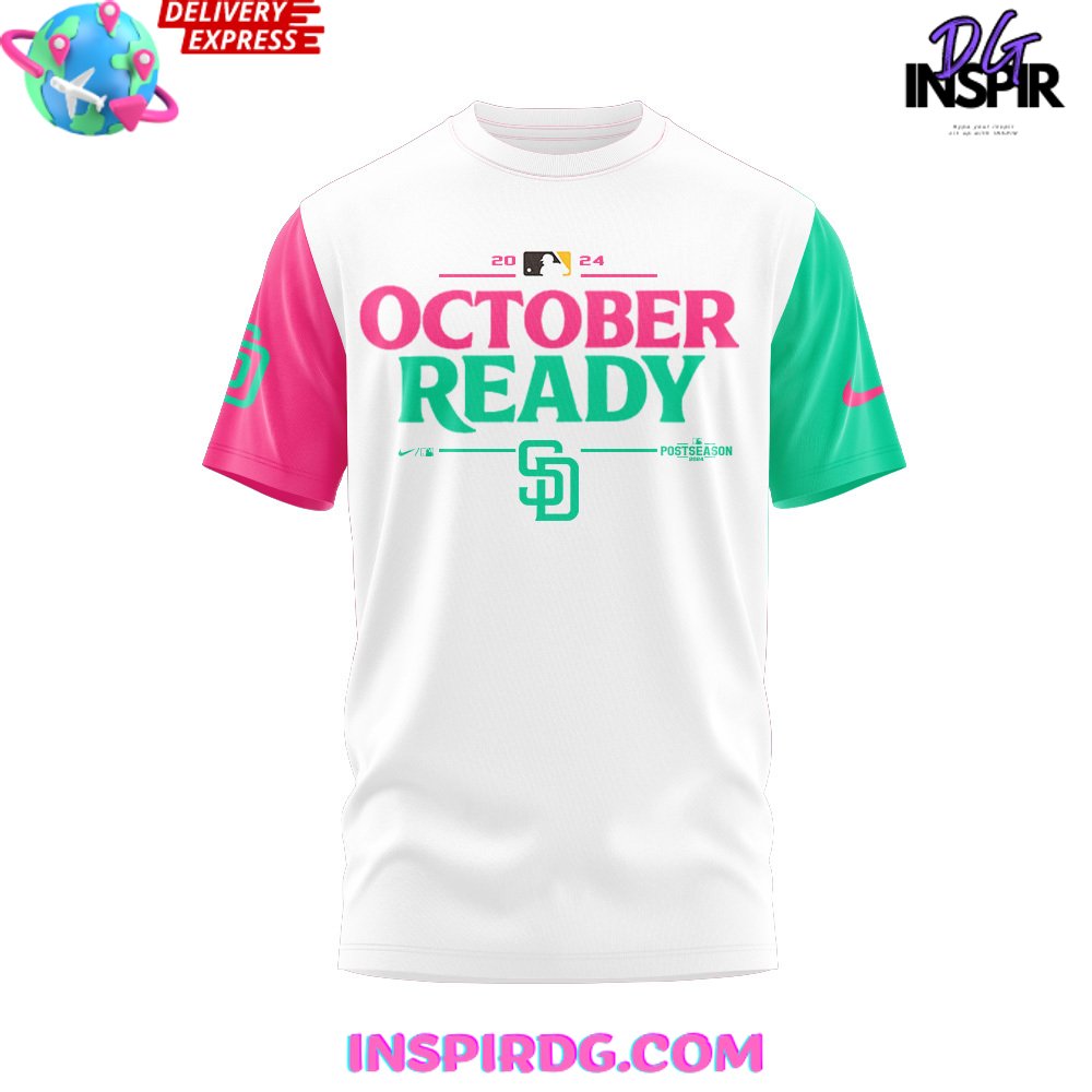 San Diego Padres October Ready Clinched 2024 T-Shirt - Image 2