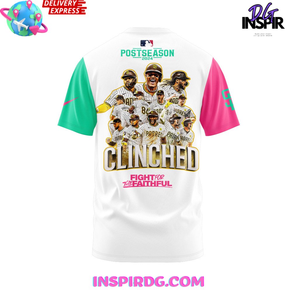 San Diego Padres October Ready Clinched 2024 T-Shirt - Image 3