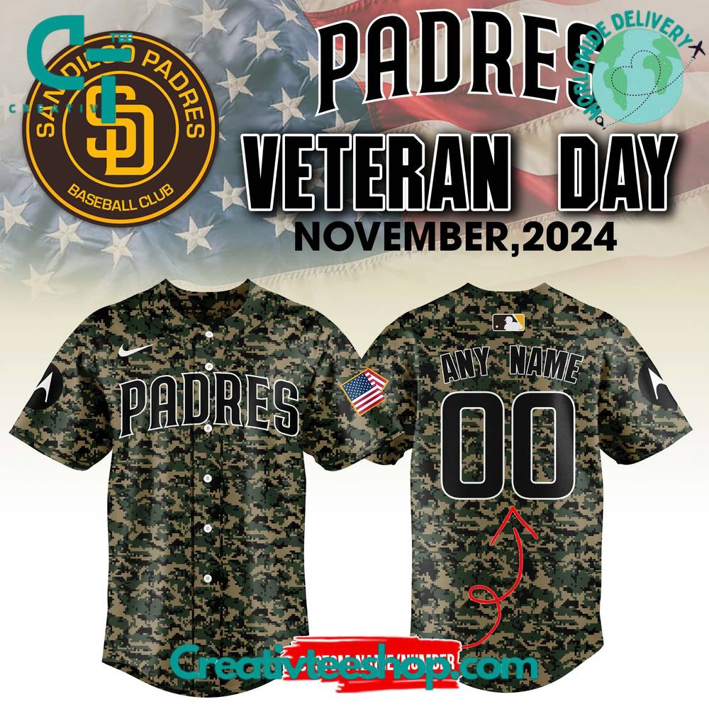 San Diego Padres Veterans Day Camo Baseball Jersey