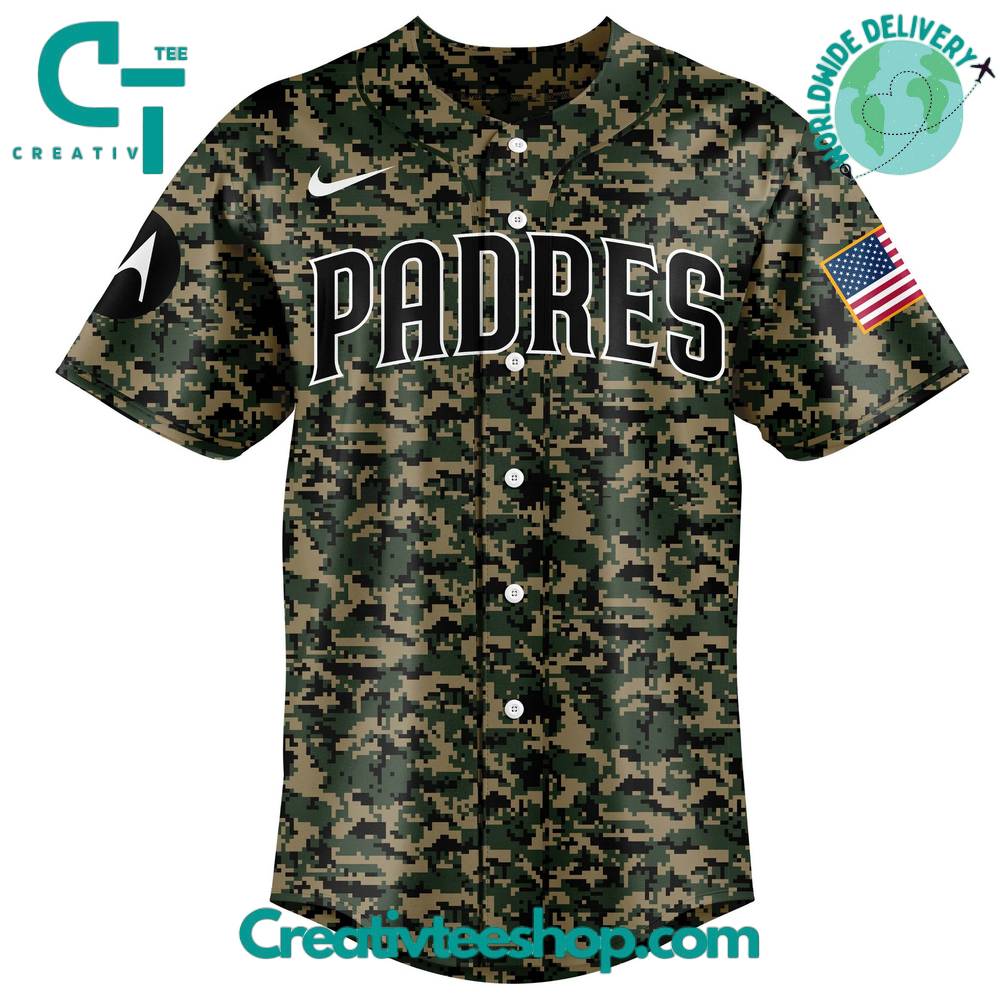San Diego Padres Veterans Day Camo Baseball Jersey - Image 2