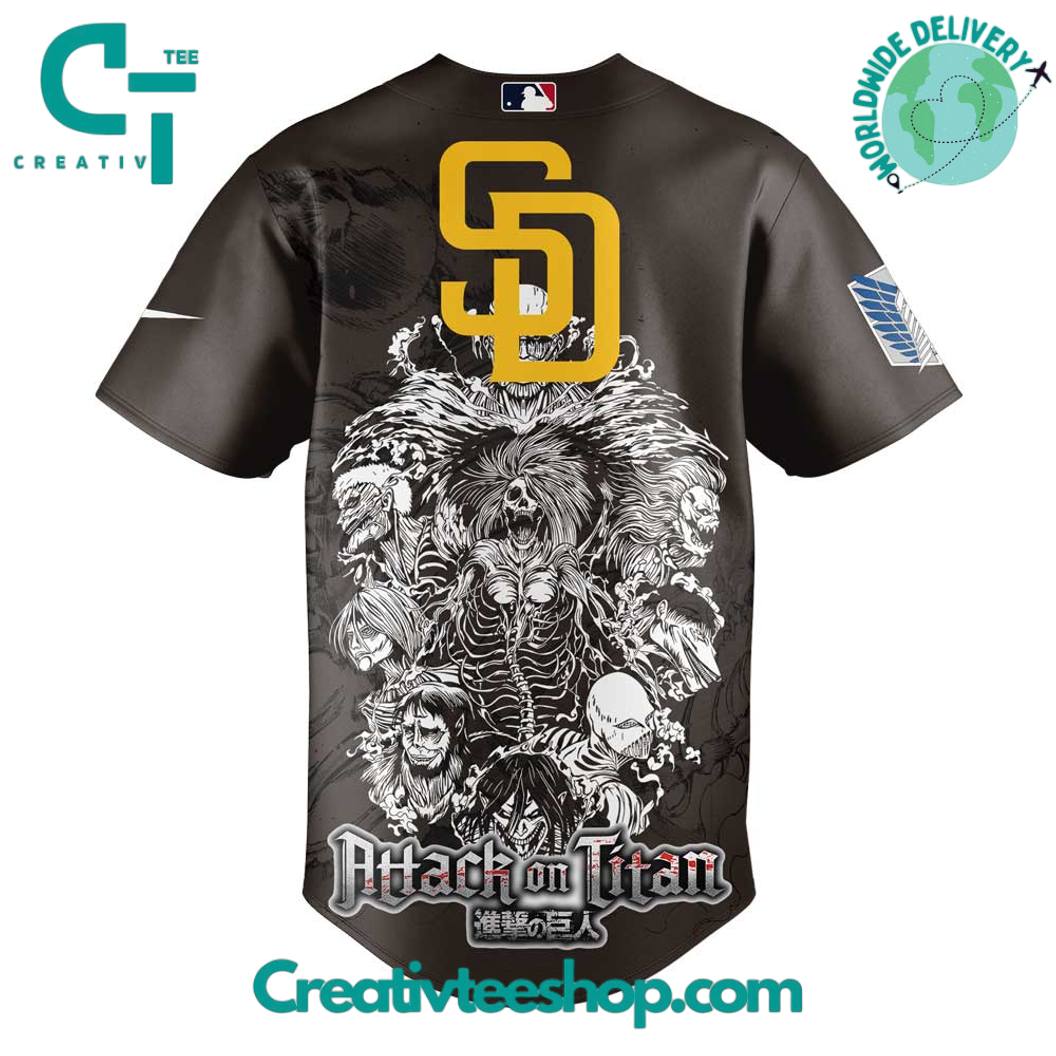San Diego Padres X Attack On Titan Special Baseball Jersey - Image 3