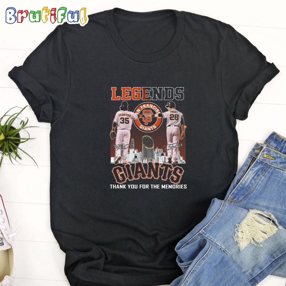 San Francisco Giants Legends Brandon Crawford And Buster Posey Thank You For The Memories T Shirt