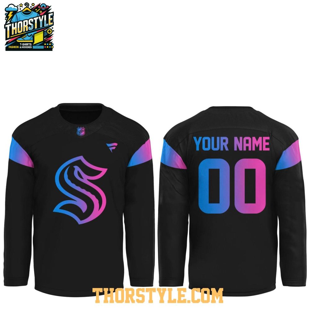 Seattle Kraken Cyberpunk 2026 Warm Up Game Personalized Hockey Jersey - Image 2