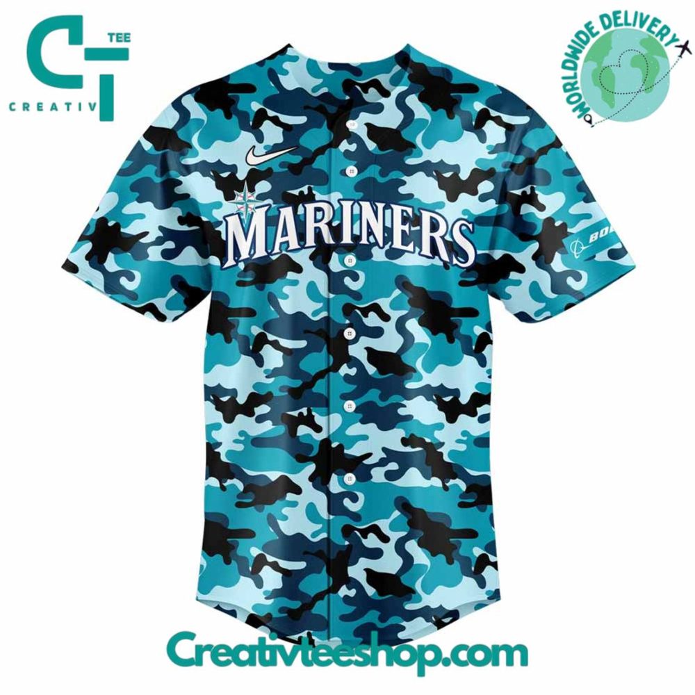 Seattle Mariners Salute To Armed Forces Night Camo Baseball Jersey - Image 2