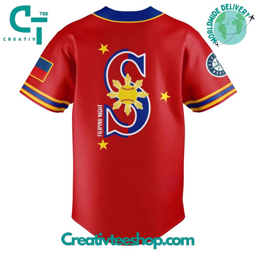 Seattle Mariners X 2025 Filipino Heritage Night Special Baseball Jersey - Image 3