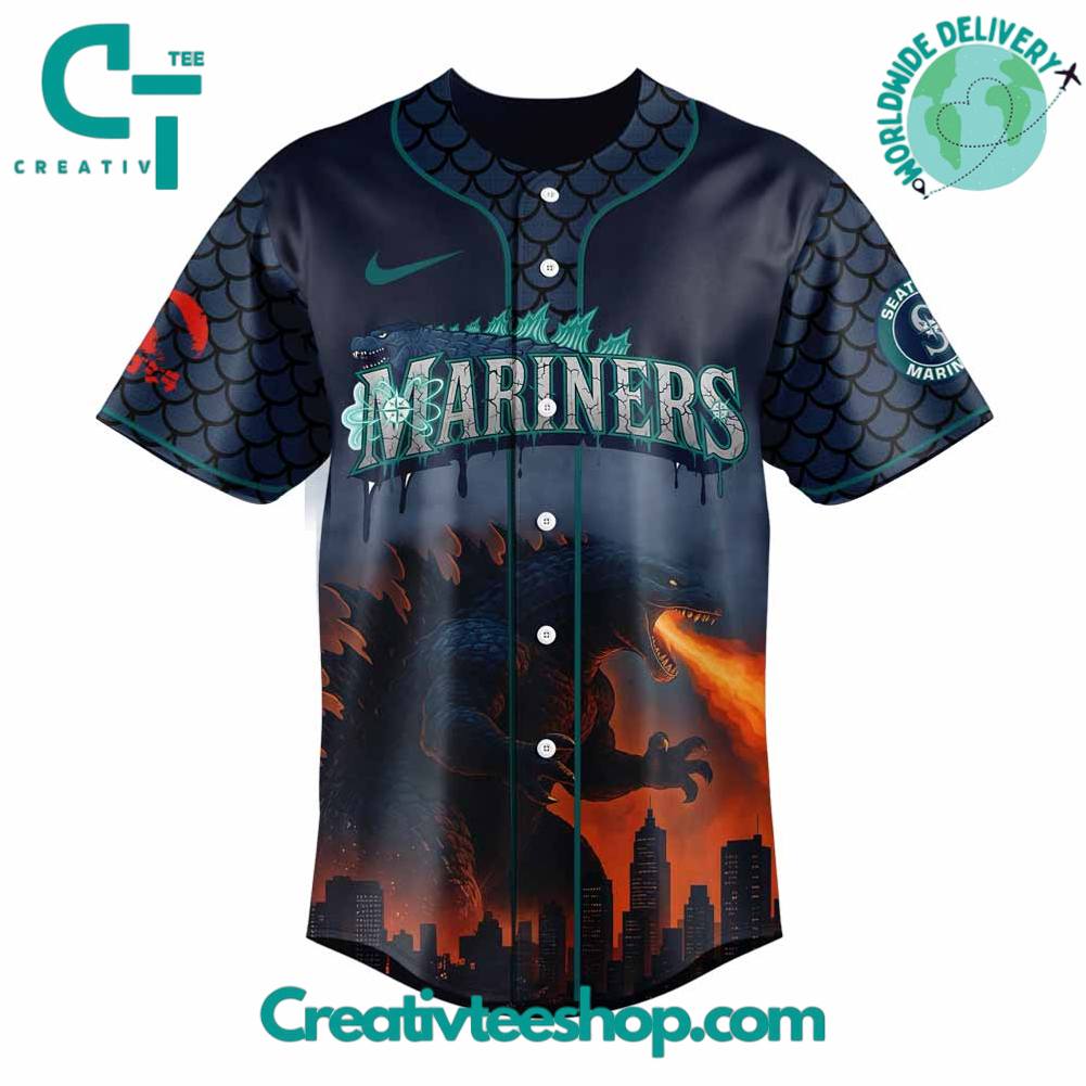 Seattle Mariners X Godzilla Special Edition Baseball Jersey - Image 2