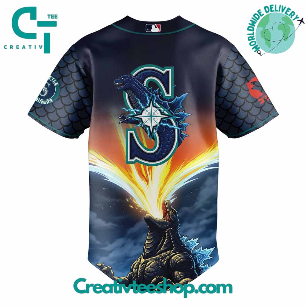 Seattle Mariners X Godzilla Special Edition Baseball Jersey - Image 3