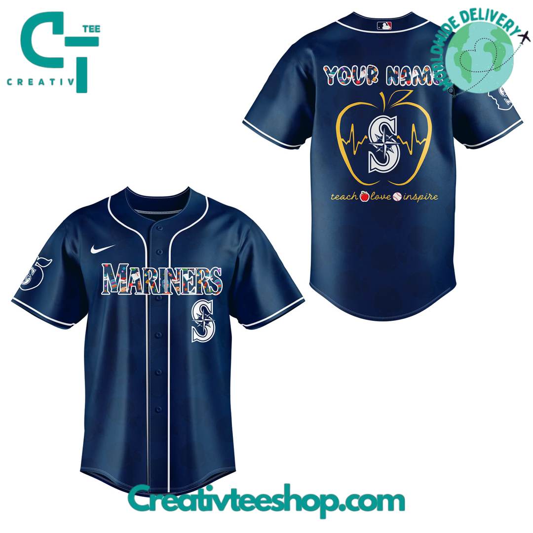 Seattle Mariners X Teacher Appreciation Personalized Baseball Jersey - Image 2