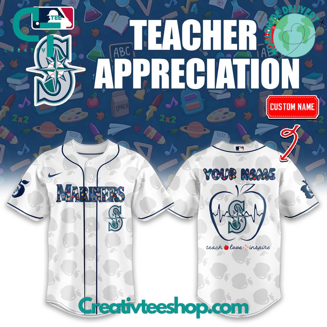 Seattle Mariners X Teacher Appreciation Personalized Baseball Jersey - Image 3