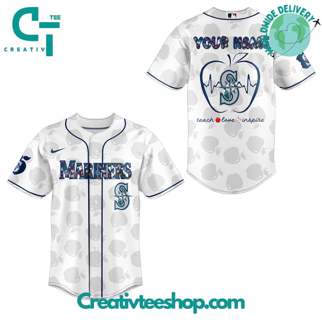 Seattle Mariners X Teacher Appreciation Personalized Baseball Jersey - Image 4