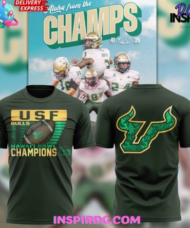 South Florida Bulls Hawaii Bowl Champions Green T-Shirt