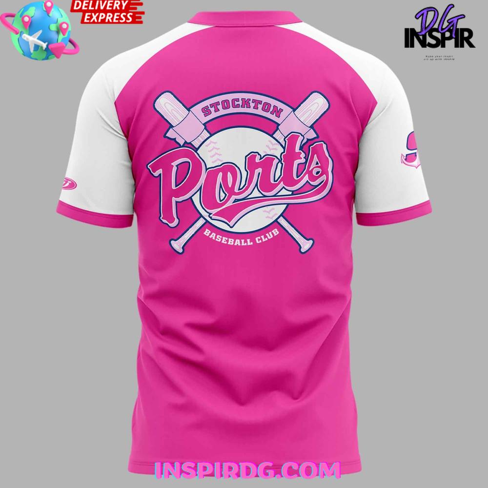 Stockton Ports Baseball Club X Pink Night 2025 T-Shirt - Image 3