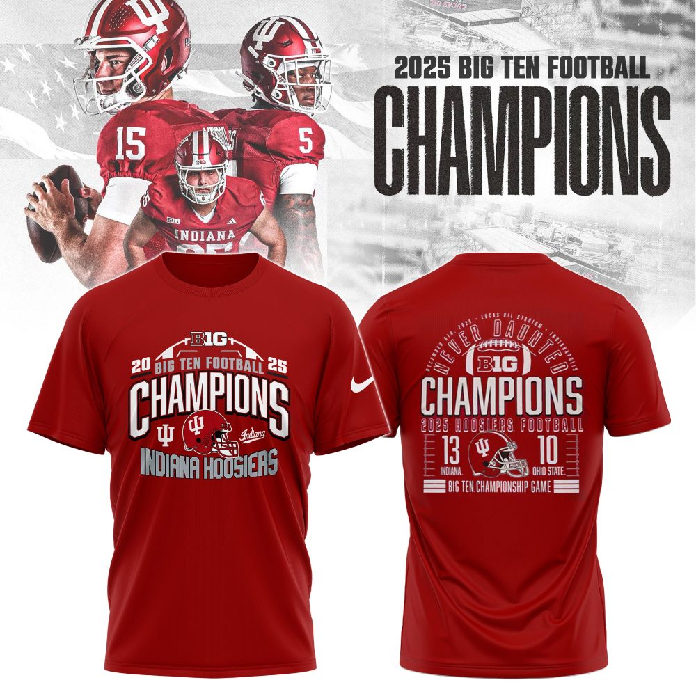 Indiana Hoosiers,Indiana Football University 2025 Big Ten Football Conference Champions T-Shirt Limited Edition 4