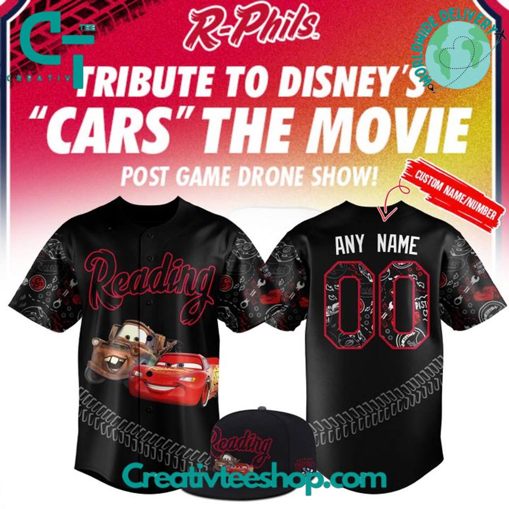 Reading Fightin Phils X Cars Movie Personalized Baseball Jersey