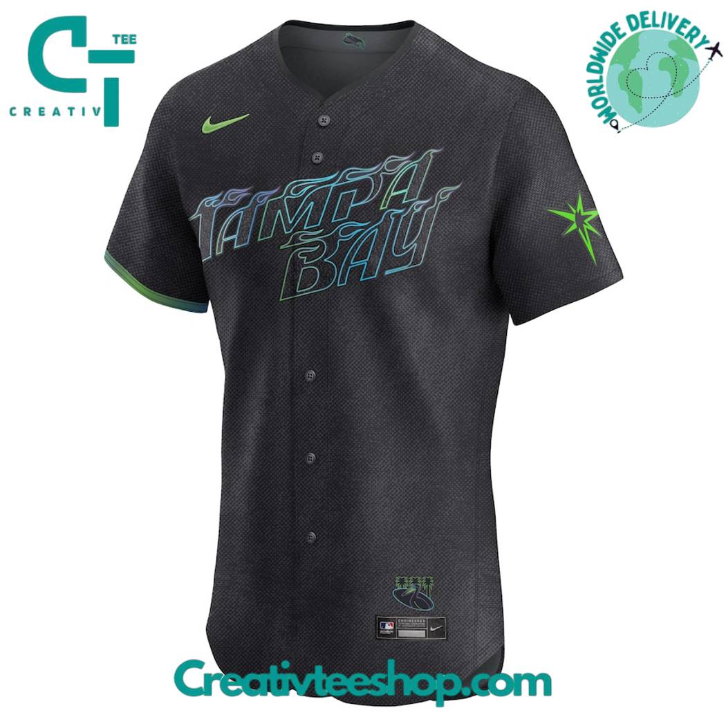 Tampa Bay Rays 2024 City Connect Charcoal Elite Baseball Jersey - Image 2
