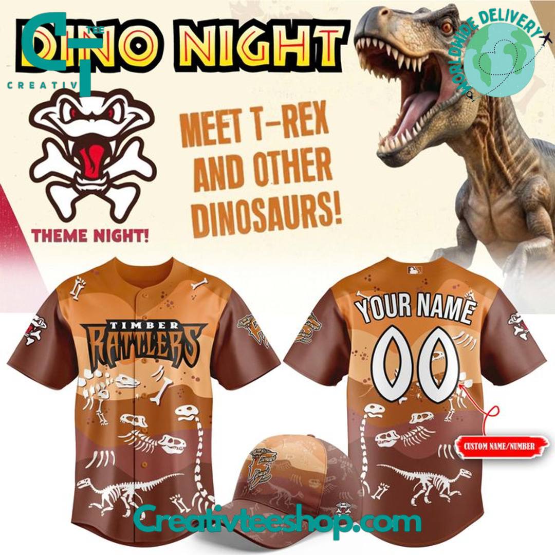 Wisconsin Timber Rattlers X Dino Night Personalized Baseball Jersey