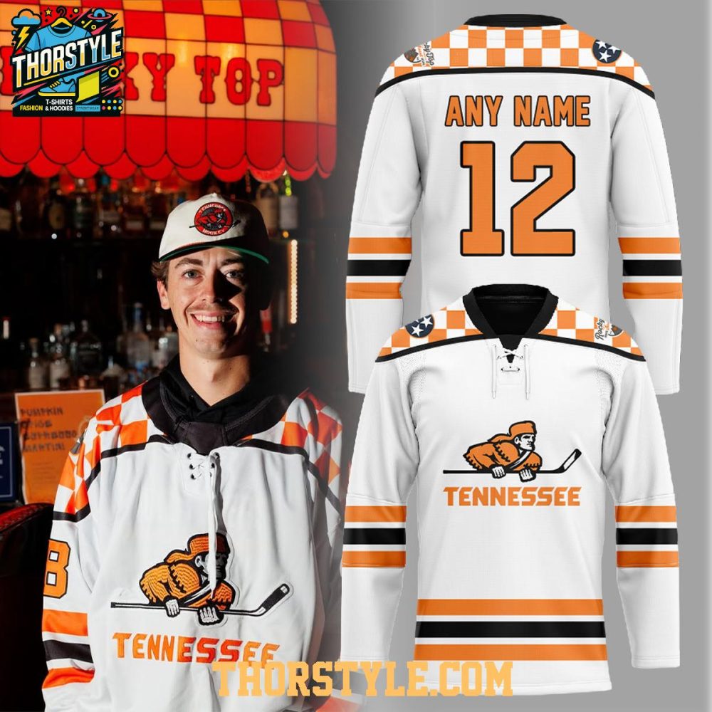 Tennessee Ice Hockey Chuck-A-Puck 2025 Personalized Hockey Jersey White