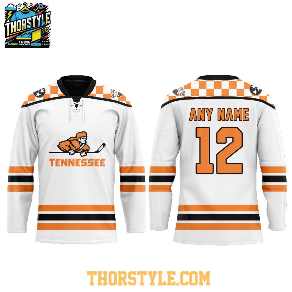 Tennessee Ice Hockey Chuck-A-Puck 2025 Personalized Hockey Jersey White - Image 2