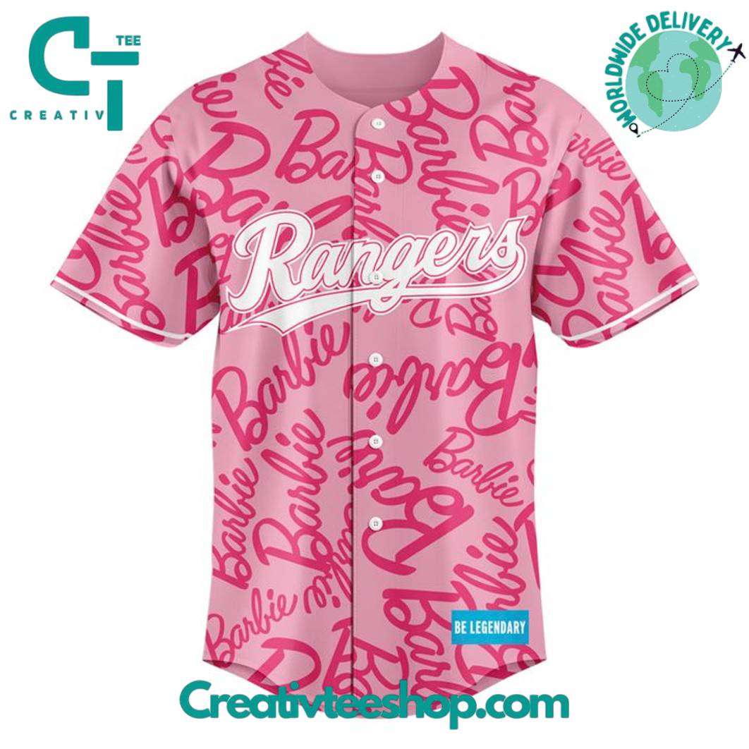 Texas Rangers X Barbie Night Game Special Pink Baseball Jersey - Image 2