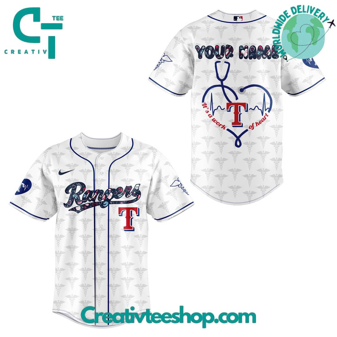 Texas Rangers X Nurses Night Personalized Baseball Jersey - Image 2