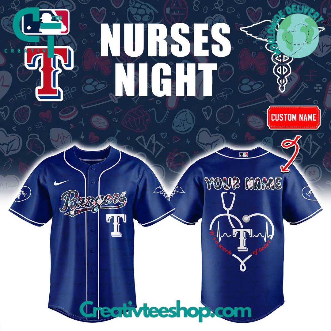 Texas Rangers X Nurses Night Personalized Baseball Jersey - Image 3
