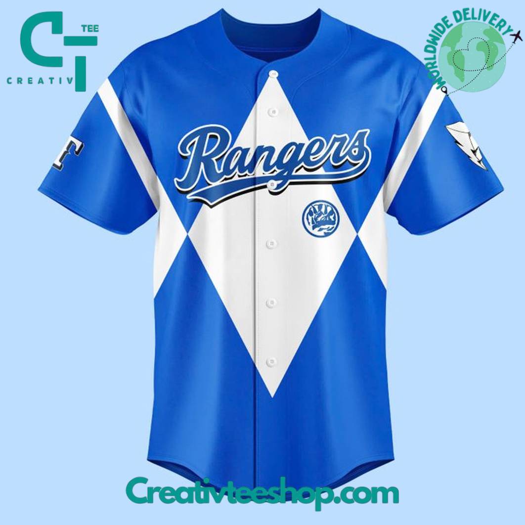 Texas Rangers X Power Rangers Night 2025 Special Blue Baseball Jersey - Image 2