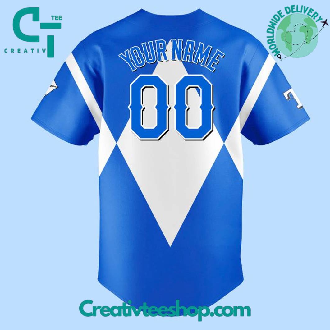 Texas Rangers X Power Rangers Night 2025 Special Blue Baseball Jersey - Image 3